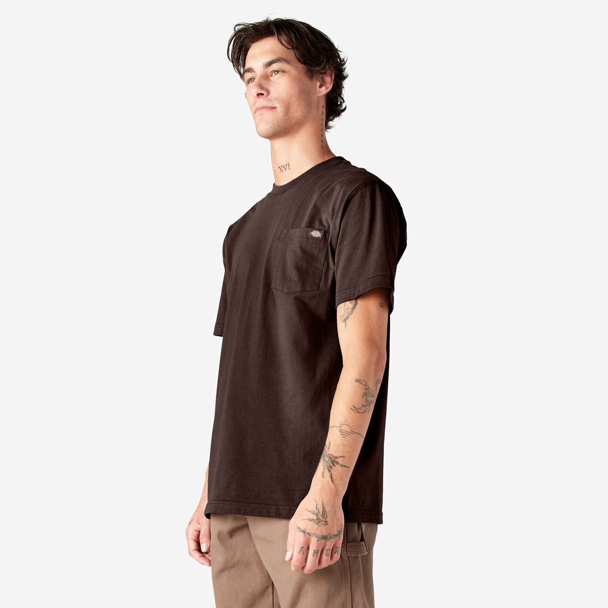 Heavyweight Short Sleeve Pocket T-Shirt - Chocolate Brown