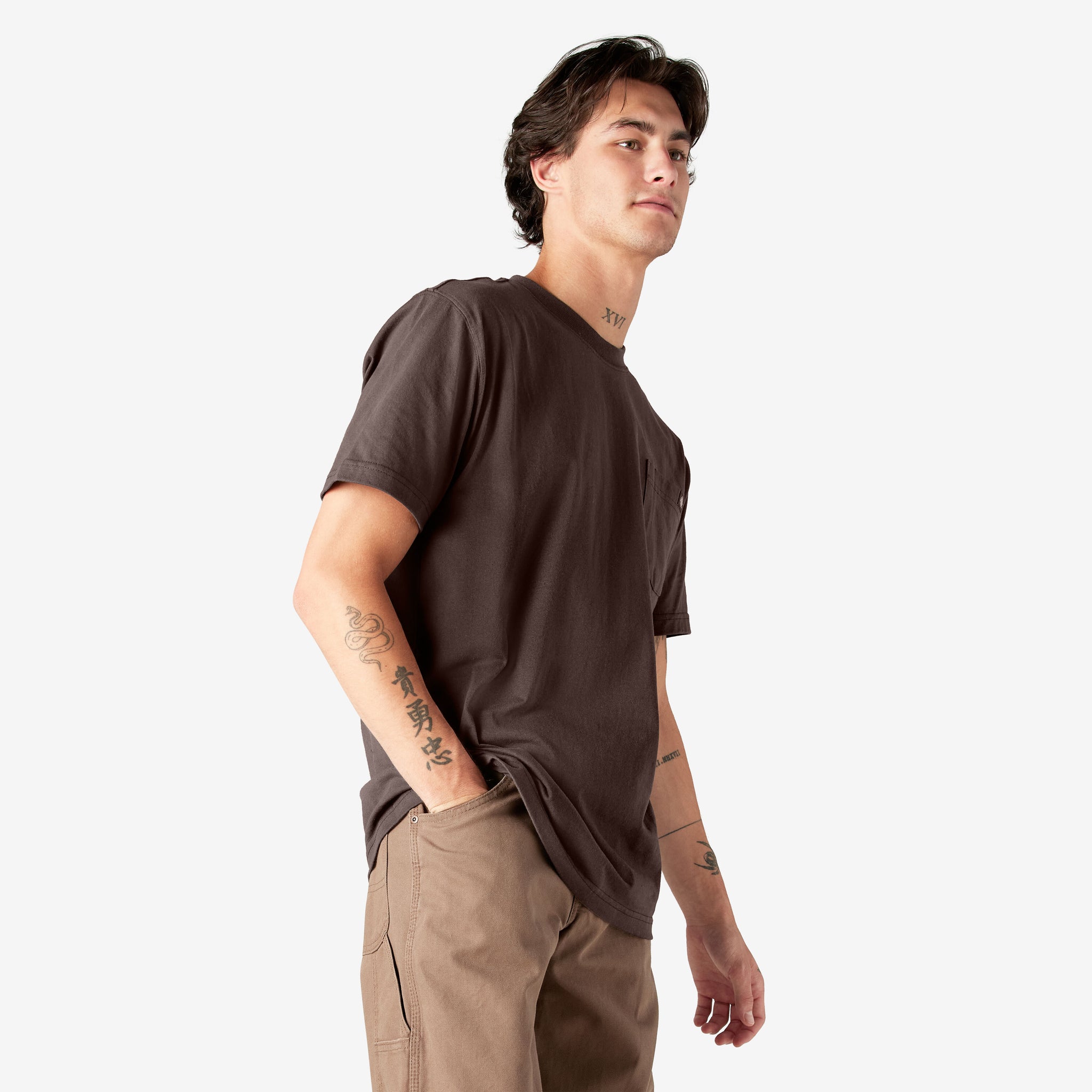 Heavyweight Short Sleeve Pocket T-Shirt - Chocolate Brown