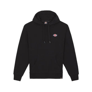 Fleece Embroidered Chest Logo Hoodie - Black