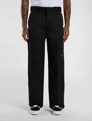 Loose Fit Double Knee Work Pants - Black