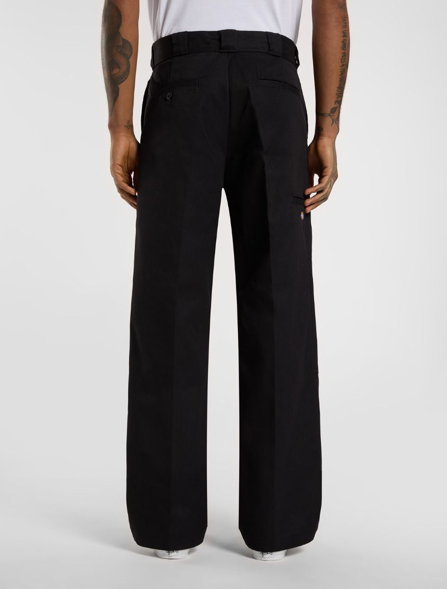 Loose Fit Double Knee Work Pants - Black