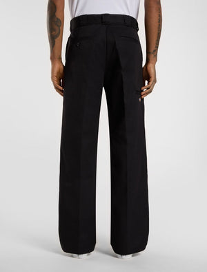 Loose Fit Double Knee Work Pants - Black