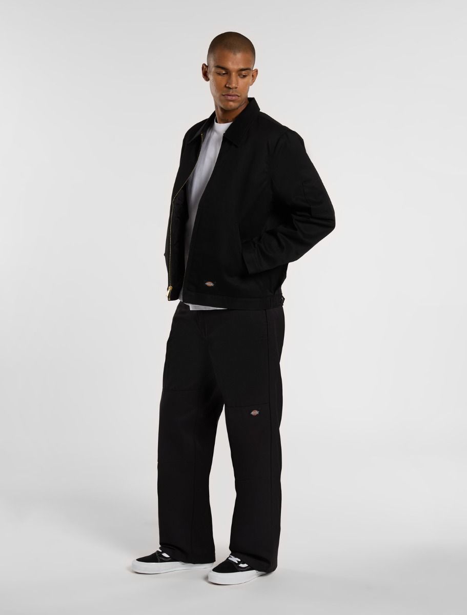 Loose Fit Double Knee Work Pants - Black