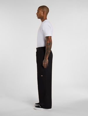 Loose Fit Double Knee Work Pants - Black