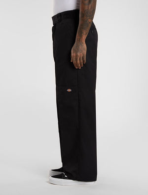 Loose Fit Double Knee Work Pants - Black