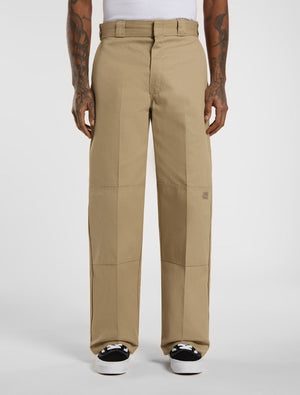 Loose Fit Double Knee Work Pants - Khaki