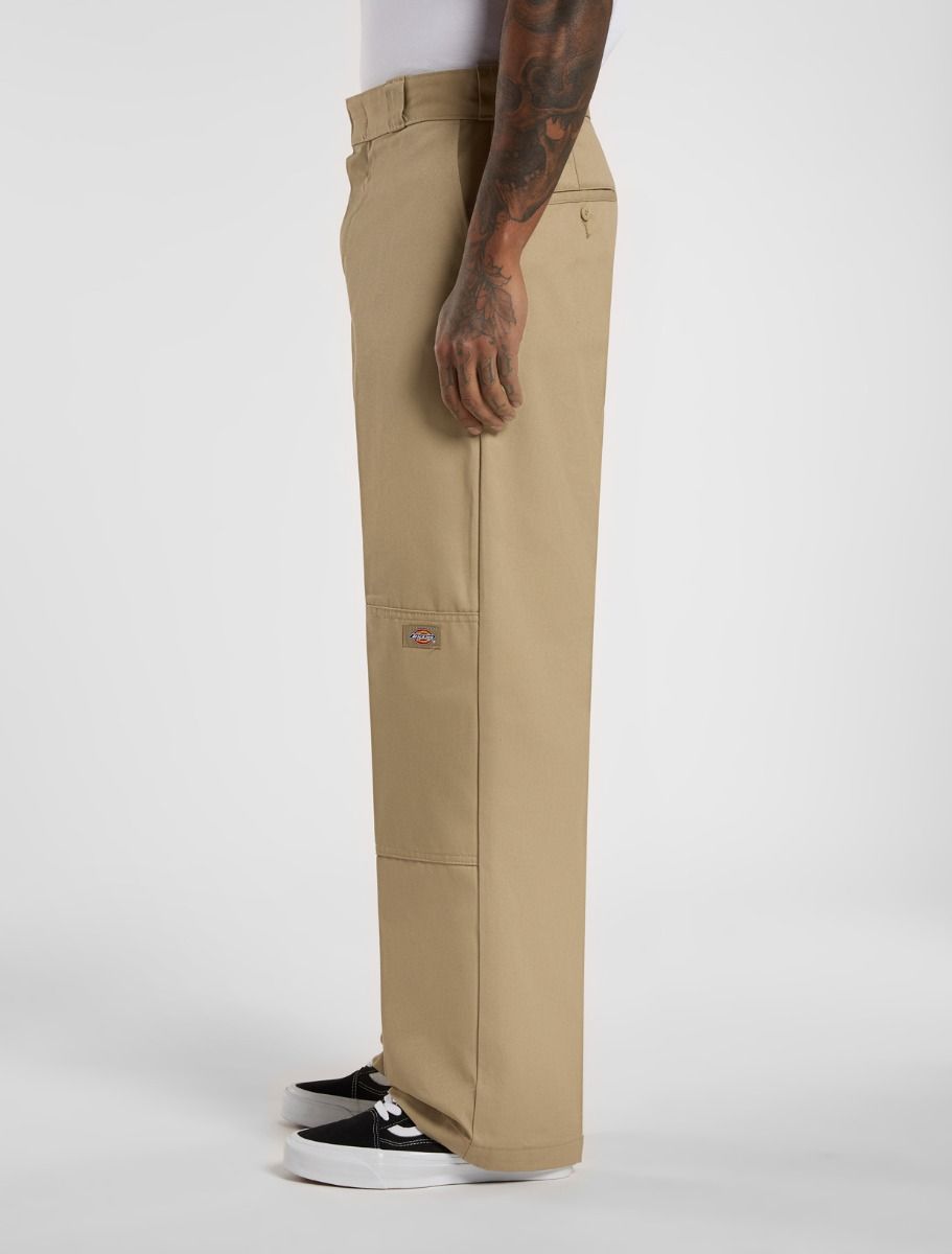 Loose Fit Double Knee Work Pants - Khaki
