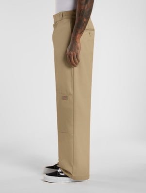 Loose Fit Double Knee Work Pants - Khaki