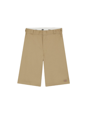 Loose Fit Flat Front Work Shorts, 13" Khaki