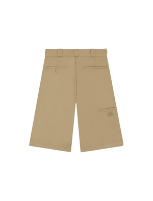 Loose Fit Flat Front Work Shorts, 13" Khaki