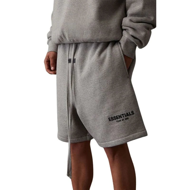 ESSENTIALS FOG SWEAT SHORTS DARK HEATHER OATMEAL SS22