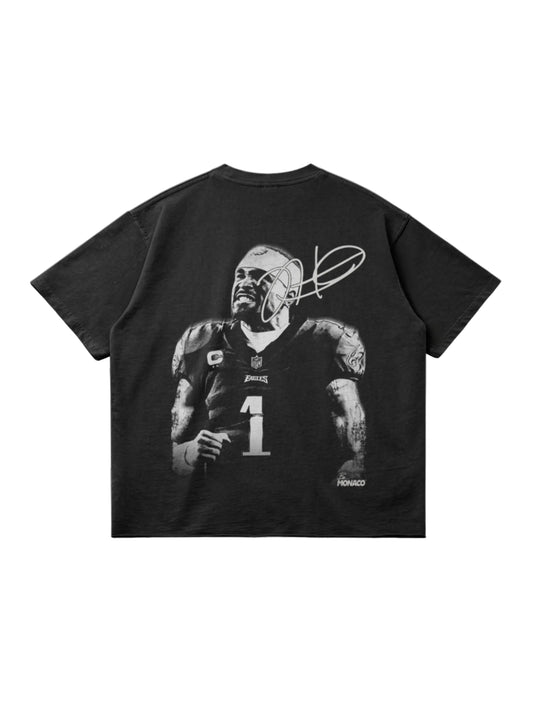 JALEN HURTS BLUR TEE -  Faded Black