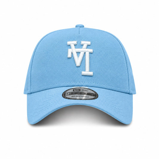 Los Angeles Dodgers 'Upside Down LA Logo' 9FORTY A-Frame Snapback - Blue Sky