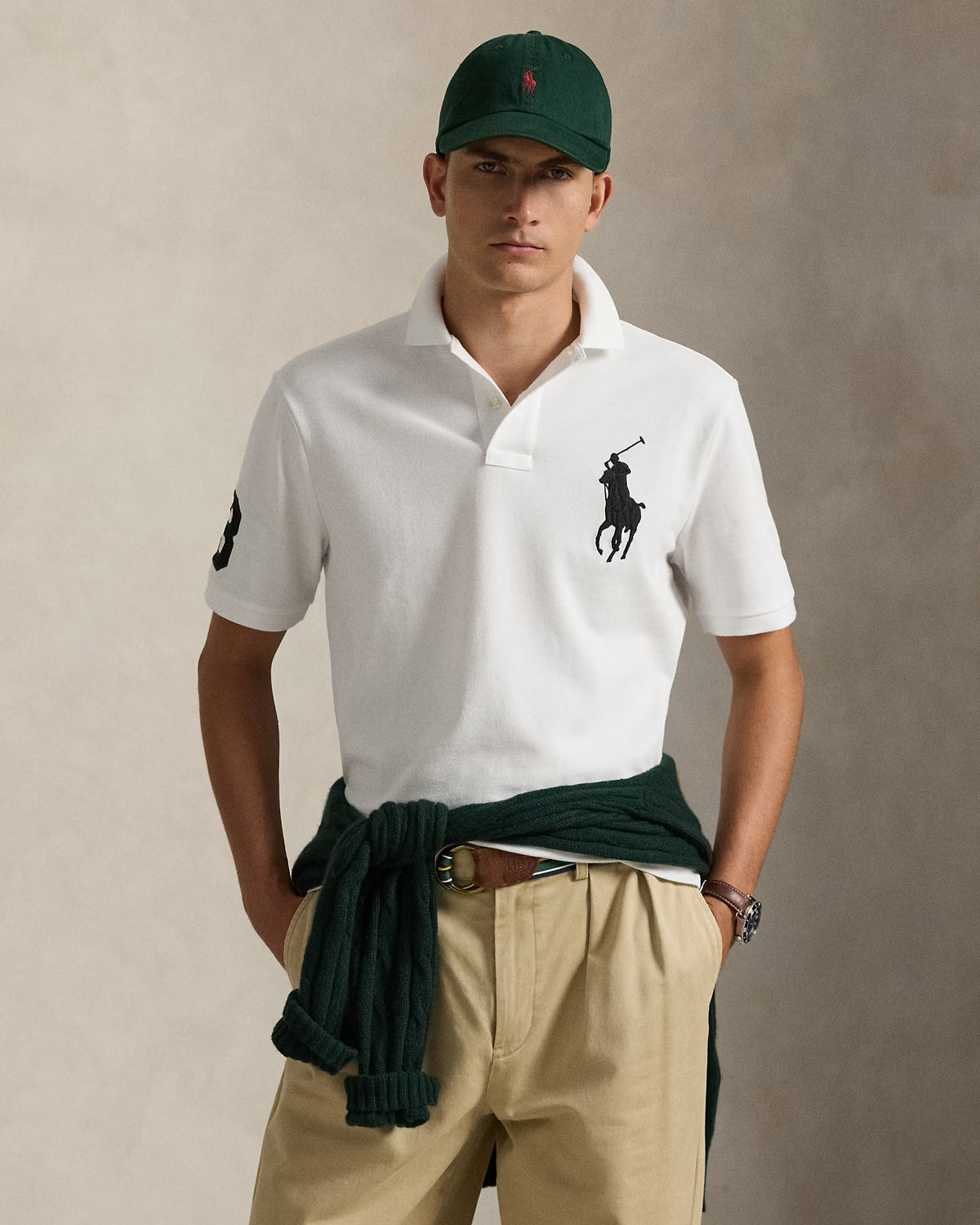 Polo en maille Big Pony - Blanc/noir