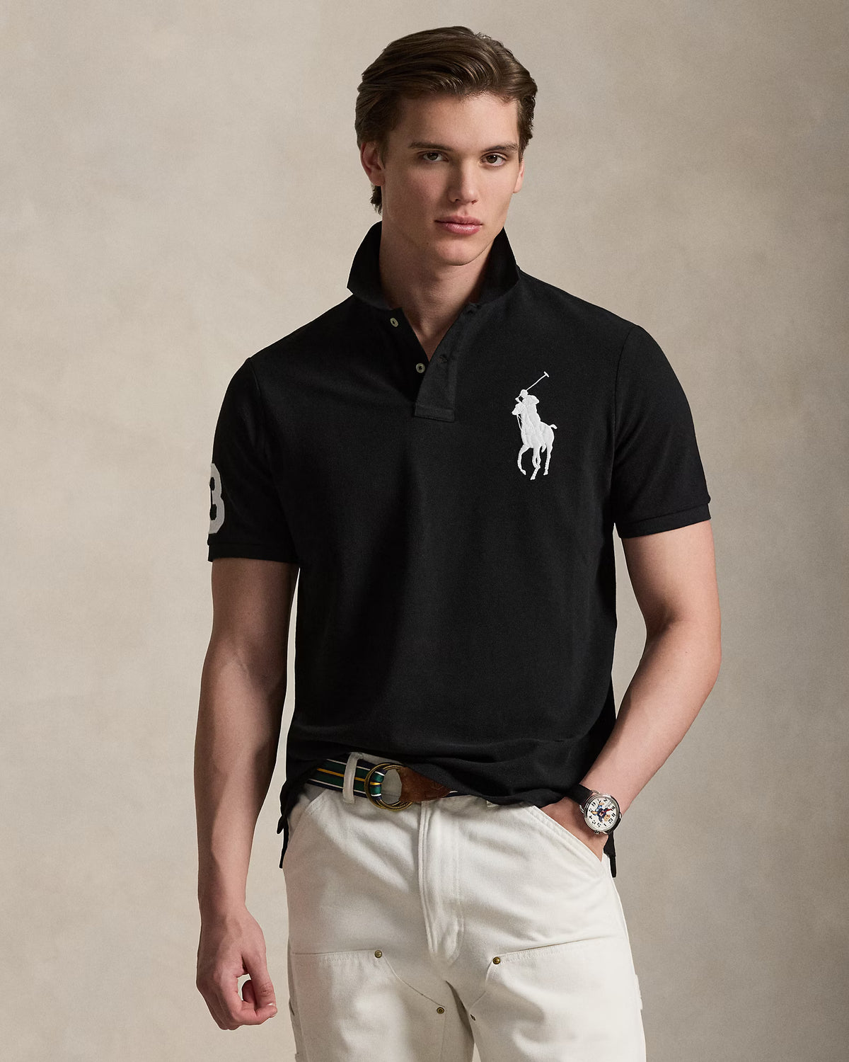 Polo en maille Big Pony - Noir/Blanc