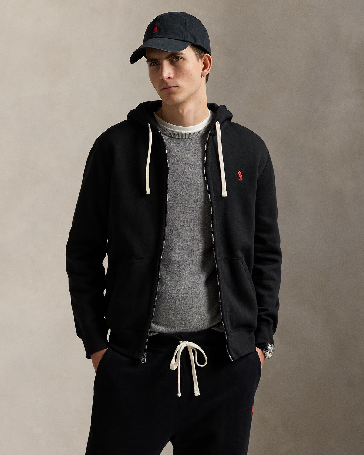 Fleece Full-Zip Hoodie - Black