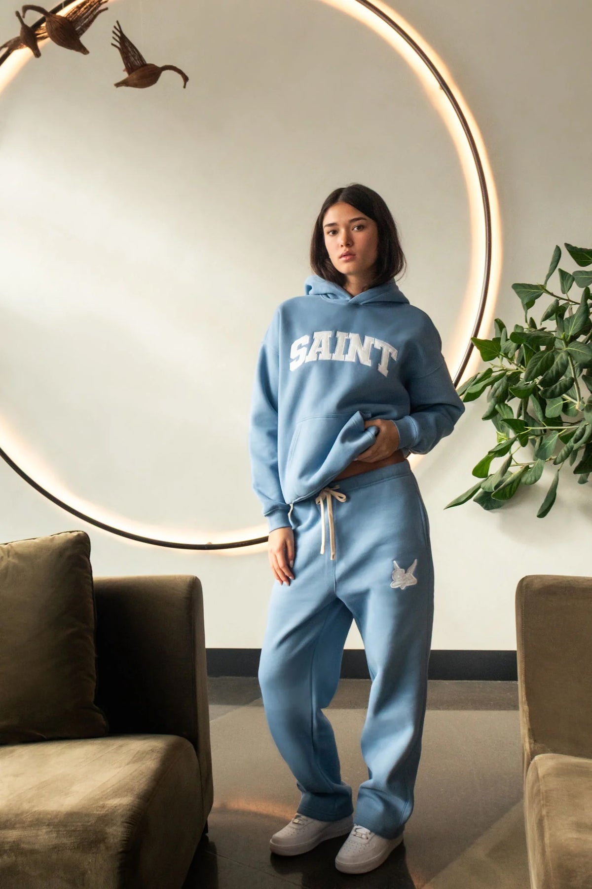 Hoodie- Saint Logo - Ski Blue/WHT