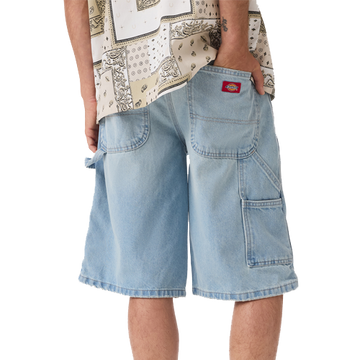 Worn In Relaxed Carpenter Denim Shorts 13" - LIGHT WASH