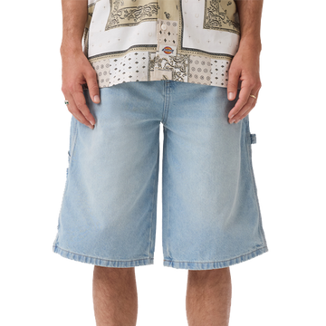 Worn In Relaxed Carpenter Denim Shorts 13" - LIGHT WASH