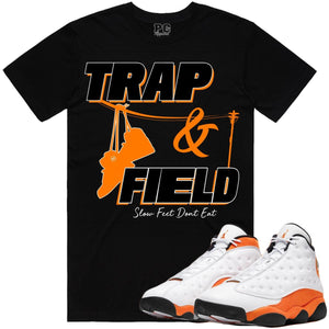 T-SHIRT TRAP & FIELD Black w/ Orange