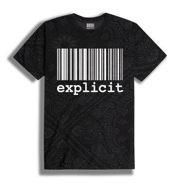 T-SHIRT EXPLICIT barcode black Bandana Pattern