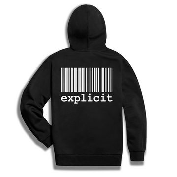 Hoodie ZIP Explicit barcode Black (Front/Back Print)
