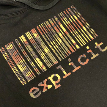 Hoodie Explicit BARCODE Black - Green Camo print