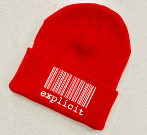 BEANIE EXPLICIT BARCODE RED