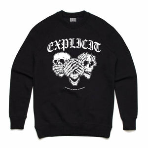 Crewneck Explicit No See No Hear No Speak Black
