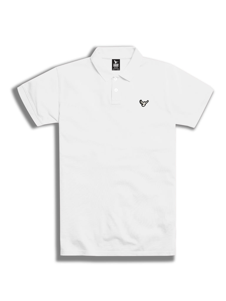 Bird patch Polo in white
