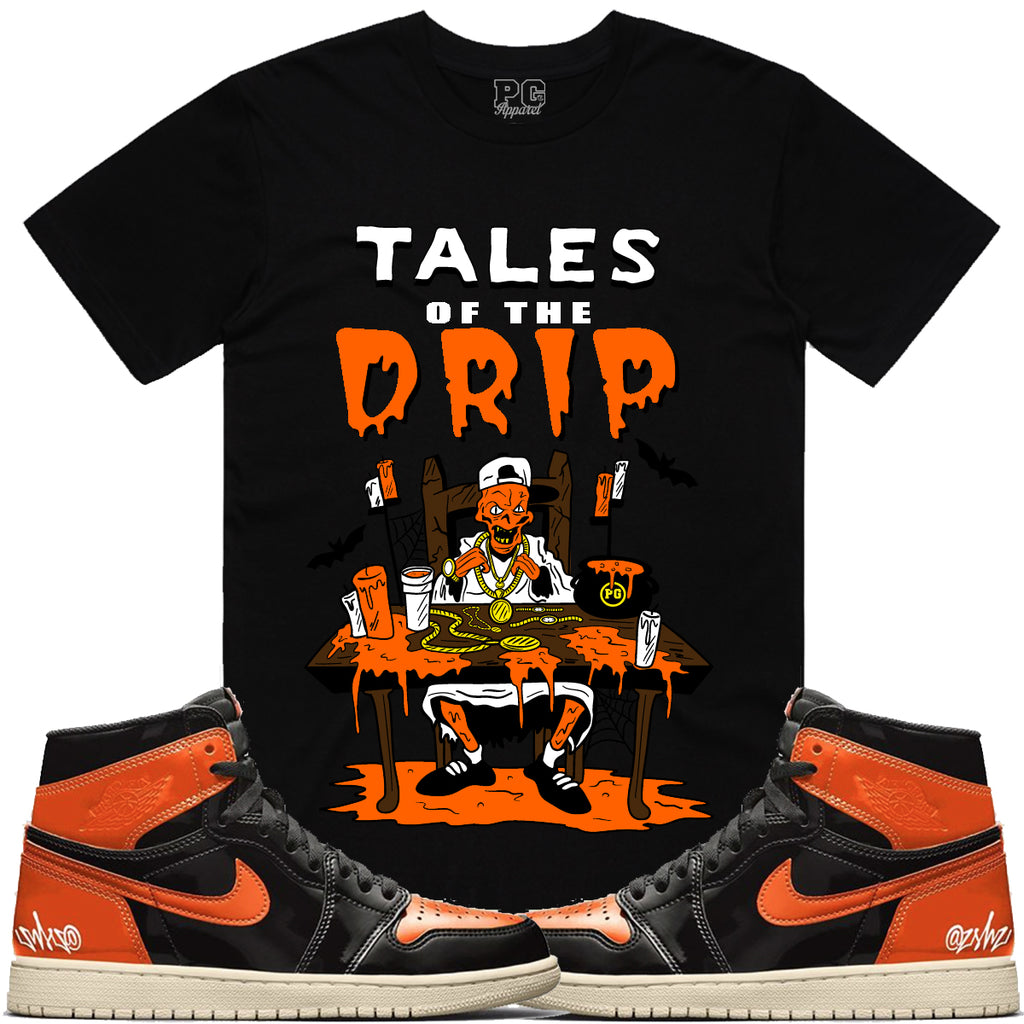 T-shirt Planet of the grapes TALES DRIP - Black w/ Orange