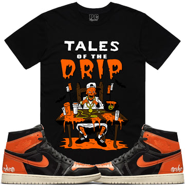 T-shirt Planet of the grapes TALES DRIP - Black w/ Orange